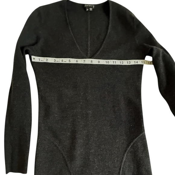 Theory Charcoal Wool Blend Sweater Dress Women’s S Long Sleeve V-Neck Bodycon - Picture 6 of 8
